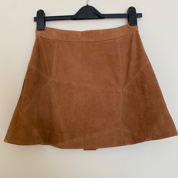 LaMarque Suede Patchwork Button-front Skirt - Picture 2 of 6